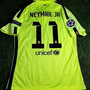 Neymar Barcelona UEFA TREBLE 2014 2015 PLAYER ISSUE Soccer Third Jersey XL